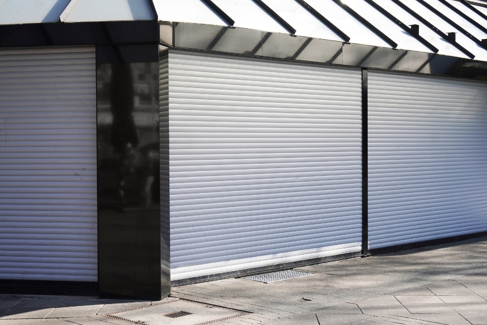 aluminium roller shutters in a commercial space