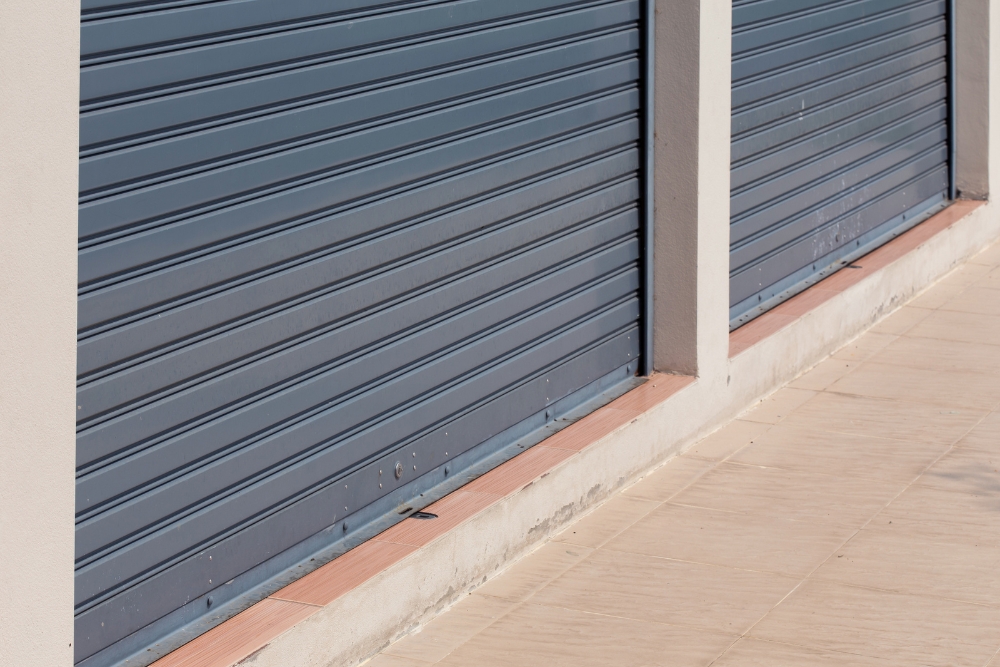 Dark gray roller shutters